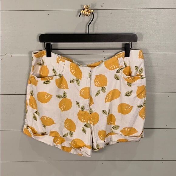 Loft Lemon Print Women's Shorts linen blend size 12 summer print - Picture 1 of 9